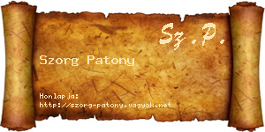 Szorg Patony névjegykártya